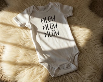 Cute Baby Onesie® Meow Design 3-6 Month Onesie® Simple Gender Neutral Clothes Cat Design Onesie® Baby Shower Gift Meow Baby Bodysuit