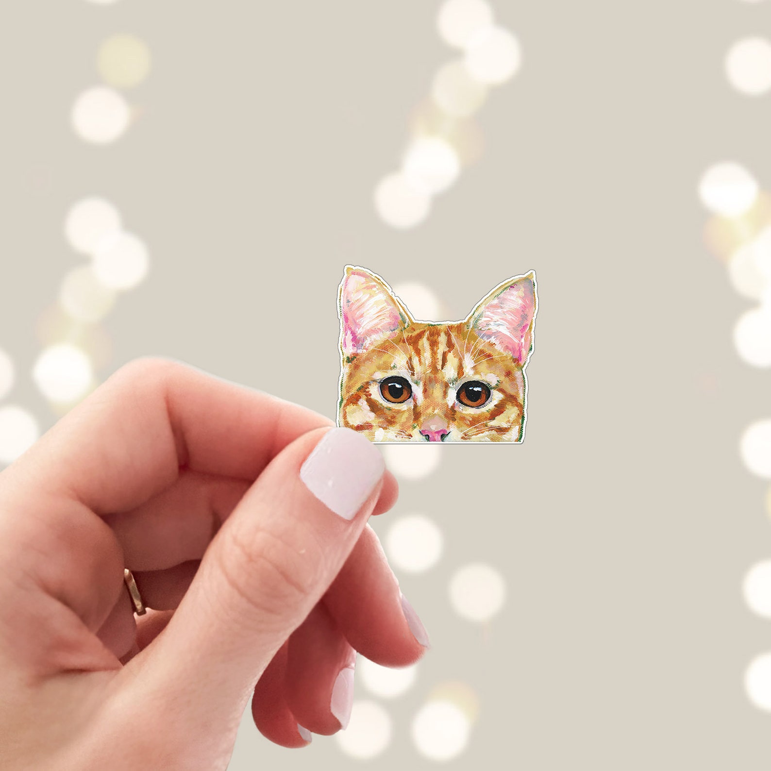 Orange Tabby Cat Peeking Sticker: Weatherproof Vinyl Die Cut - Etsy