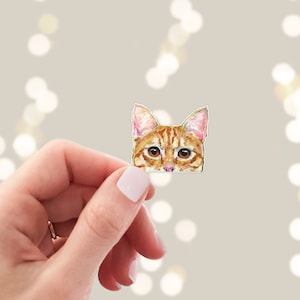 Orange Tabby Cat Peeking Sticker: Weatherproof Vinyl Die Cut