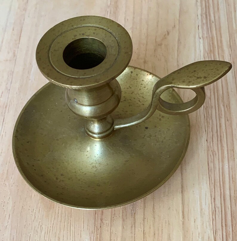 Antique French Brass Chamber Candle Holder Etsy