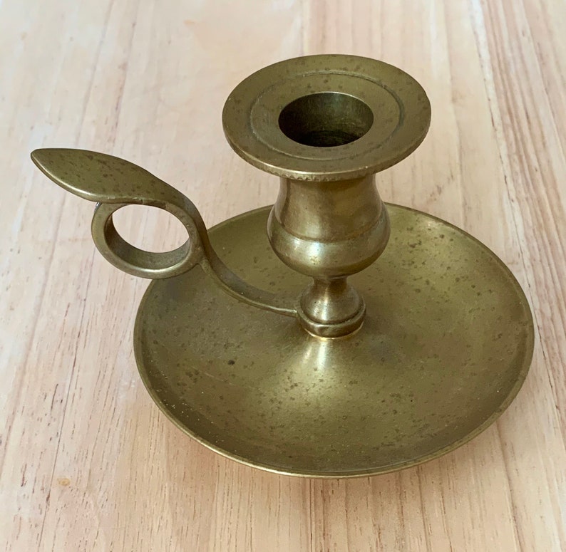 Antique French Brass Chamber Candle Holder Etsy