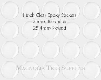 1 inch Clear Round Epoxy Stickers, Domes, Adhesive Seals, Clear Epoxy Seals for Pendants & Bottle Caps, 25mm and 25.4mm 10/20 pieces