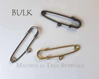 BULK Silver, Gold or Bronze Single Loop Pin, 1 loop pin, Safety Pin, Kilt Pin, Brooches, one hole DIY pin, 5cm/50mm Kilt Pin, 50 pieces