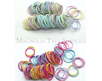 3cm Hair Elastics, Small Elastic Ponytail Hair Bands, Girl's Rubber Band, Ponytail Holder, 1.5" Hair Elastic, Packs of 25 or 100