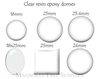 BULK 500 pieces, 16mm/24mm/25mm/25.4mm Round or 1" Square or 18x25mm Clear Adhesive Epoxy Stickers, Epoxy Domes, Resin Cabochons
