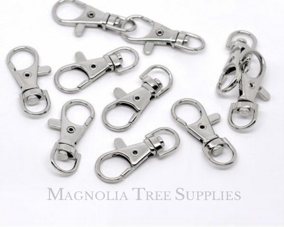 10 Small Swivel Silver Tone Lobster Clasp Key Ring Clip With