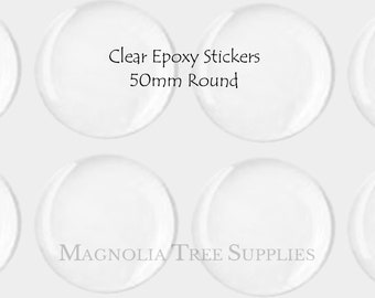 50mm Clear Round Epoxy Stickers, Domes, Adhesive Seals, 2" Inch Epoxy Domes for Pendants, Seal Dots, Resin Domes, 8/20 pieces