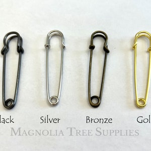 2 inch/5cm Safety Pin, Two Inch Kilt Pin, Boutonniere Pin, DIY Brooch Lapel Pin, Diaper Pin, Sewing Pin, Gold/Silver/Bronze/Black