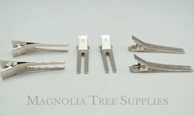 4.5cm Double Prong Silver Alligator clip, Stainless Steel, flower hair bow clip, heavy duty, 45mm, 1.77 inches, 12 or 25 pcs image 1