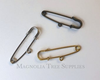 Silver, Gold or Bronze Single Loop Pin, 1 loop pin, Safety Pin, Kilt Pin, Brooches, one hole DIY pin, 5cm/50mm Kilt Pin, 1/10/20 pieces