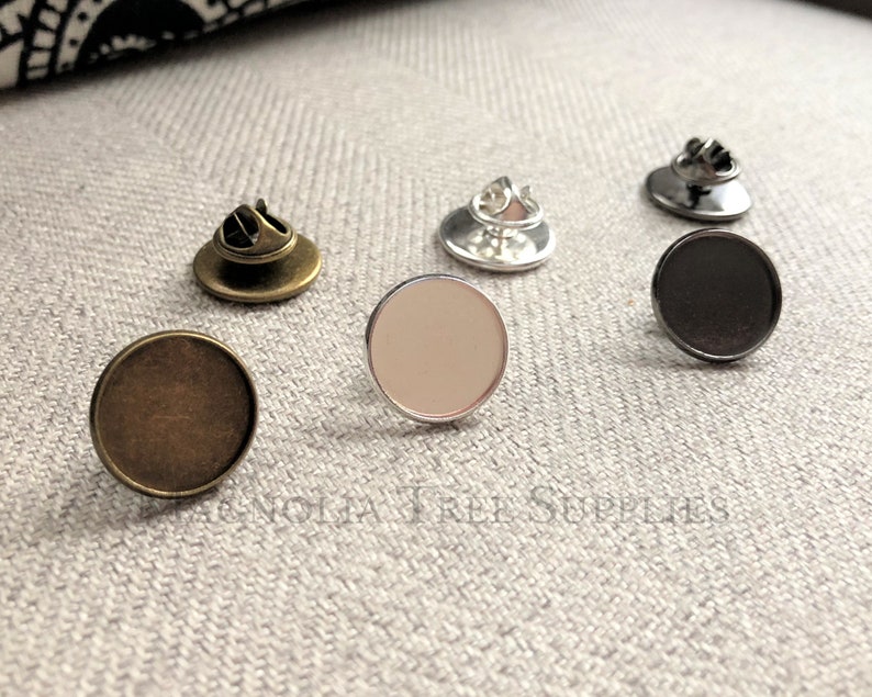 BULK 16mm Round Lapel Pin Blank Tie Tack Clutch Pin Bezel Etsy Canada