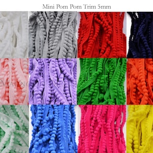 Pom Pom Sewing Trim, Pom Pom Ball 5mm, Tiny Pearl Pompom Fringe Ribbon, Craft Ribbon for DIY Projects, 1 yard/36&quot;