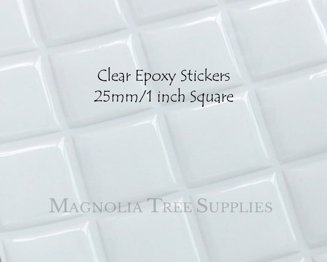 25mm 1 Inch & 24mm Clear SQUARE Resin Epoxy Stickers, Epoxy Domes