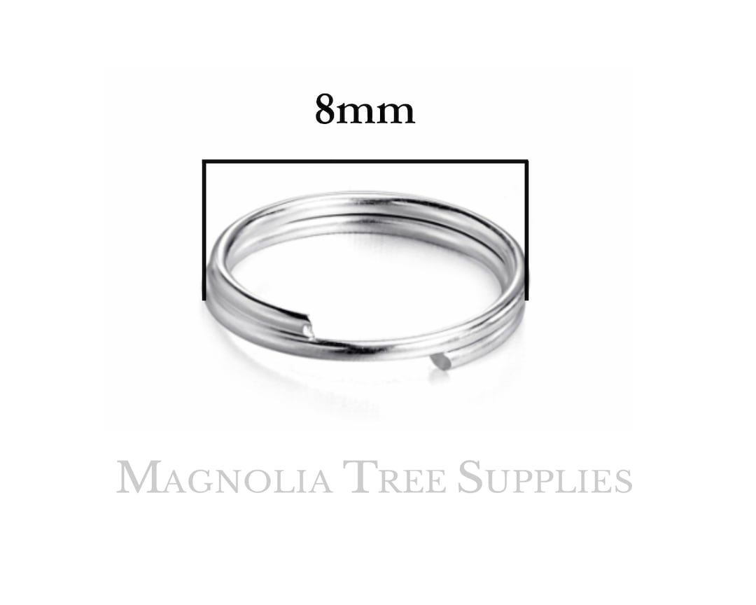 8mm Silver Split Rings, Double Loop Jump Rings, Jewelry Finding, Silver Jump Ring Connector