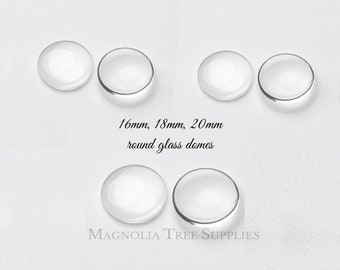 Glass Domes, Clear Round Glass cabochons, round clear glass tiles, glass cabochon, glass dome seals, 16/18/20mm