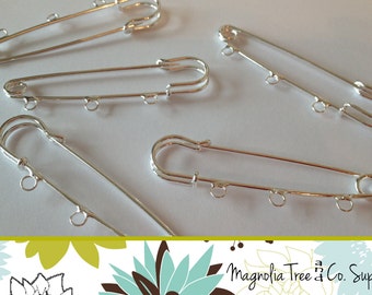 Kilt Pin with loops, 2.75 Inch, Silver Kilt Pin, three hole pin, Large Safety Pins, Loop Pin, Brooches, 3 loop pin, 10 pcs (FK230)