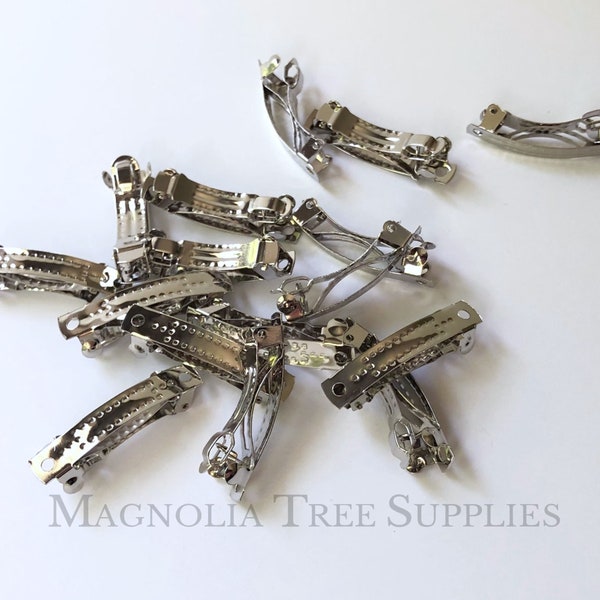 100 Pack 30mm French Barrettes For Hair Bows – Silver, Nickel-Plated (No Lead) – Bulk Craft Supply
