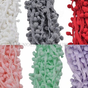 Mini Pom Pom Trim, Ball 10mm Pearl Pompom Fringe Ribbon, Sewing Lace Hair Bow Lace, Craft Accessories, flower hair bow clip, 1 yard/36&quot;