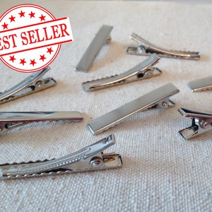 4cm Alligator clip with teeth, Stainless Steel Barrette, flower hair bow clip, silver alligator, heavy duty, 40mm, 1.57 inches, 12 or 50 pcs image 1