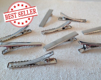 4cm Alligator clip with teeth, Stainless Steel Barrette, flower hair bow clip, silver alligator, heavy duty, 40mm, 1.57 inches, 12 or 50 pcs