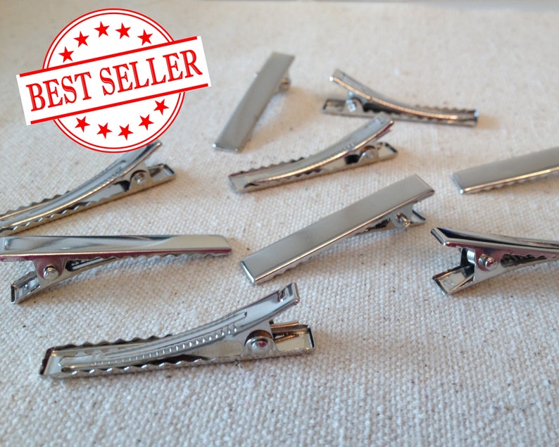 4cm Alligator clip with teeth, Stainless Steel Barrette, flower hair bow clip, silver alligator, heavy duty, 40mm, 1.57 inches, 12 or 50 pcs image 1