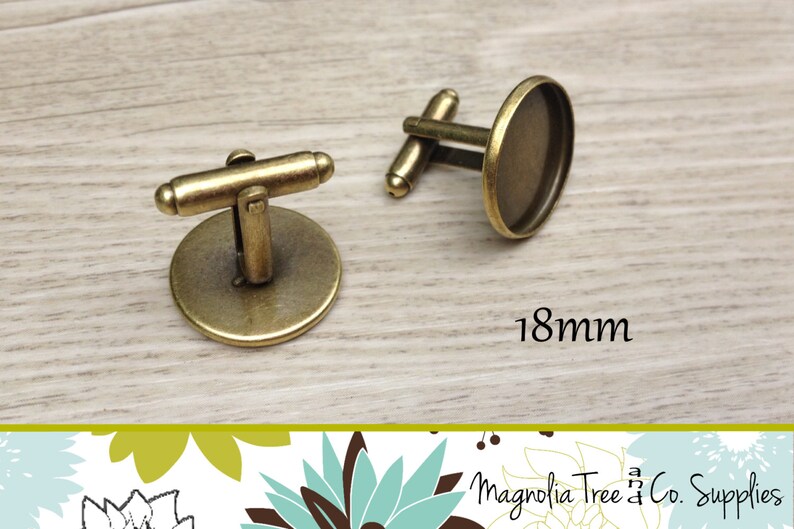 18mm Antique Bronze Cufflinks Blanks Round Bezel Resin Glass Cabochon 10pairs UK