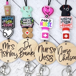 Personalized Nurse Lanyard, Engraved School Nurse Lanyard, Badge Holder, Breakaway Lanyard, Name Lanyard