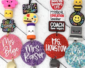 Personalized Teacher Lanyard, 3 Focal Acrylic Lanyard, Engraved Teacher Lanyard, Badge Holder, Breakaway Lanyard, Teacher Gift