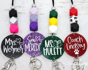 Custom Acrylic Personalized Teacher Lanyards, Engraved Teacher Lanyard, Badge Holder, Breakaway Lanyard