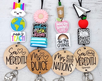 Personalized Teacher Lanyard, 3 Focal Lanyard, Engraved Teacher Lanyard, Badge Holder, Breakaway Lanyard, Teacher Gift