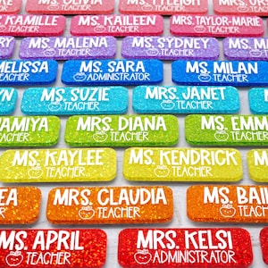 Personalized Engraved Acrylic Name Tag, Magnetic Name Badge, Substitute Teacher Name Tag, Student Teacher Tag