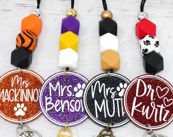 Custom Confetti Glitter Personalized Teacher Lanyards -  Portugal