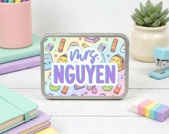 Personalized Teacher Tin Box, Teacher Gift, Small Storage Tin