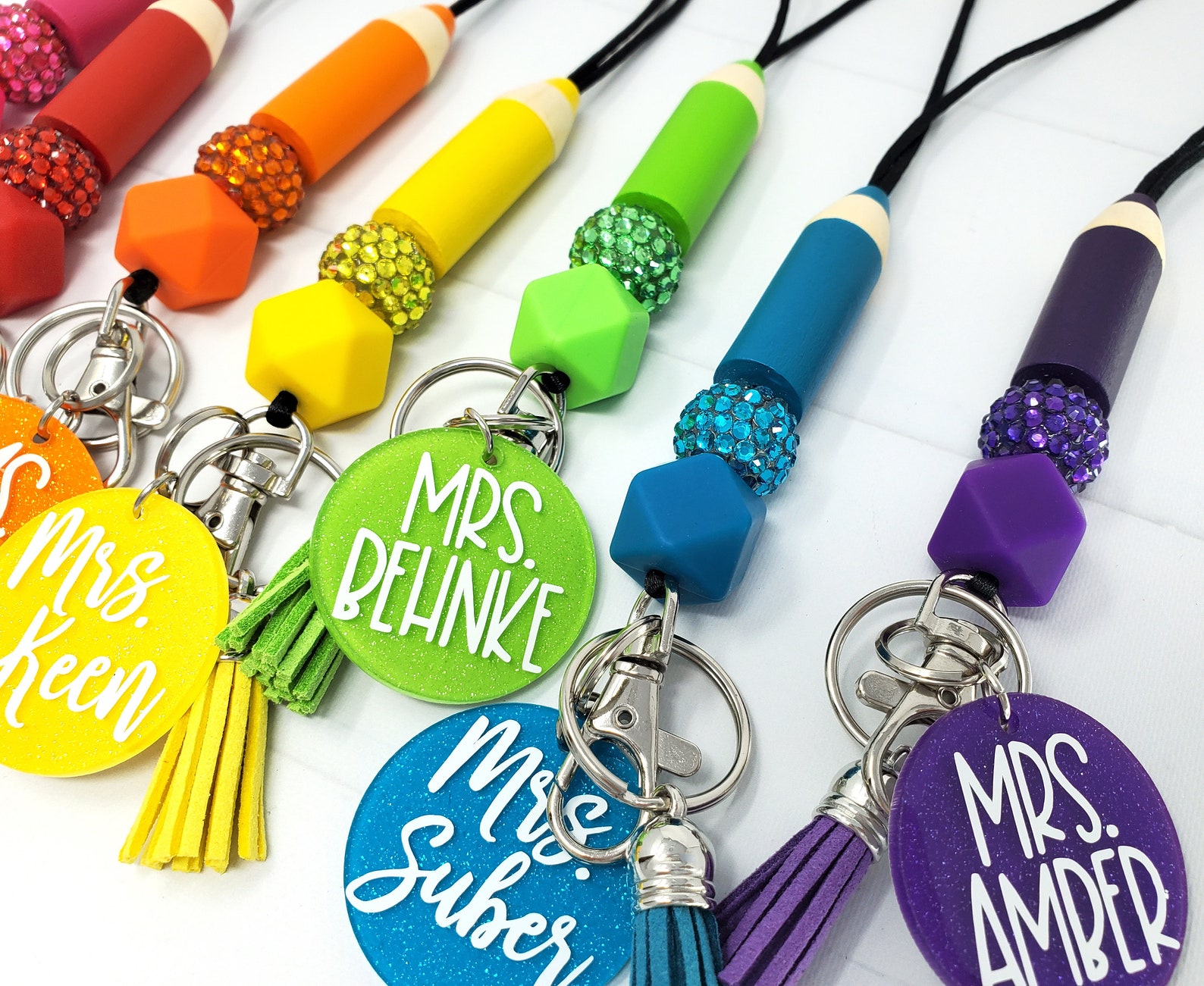 Colored Pencil Lanyard Teacher Lanyard Personalized Lanyard Etsy