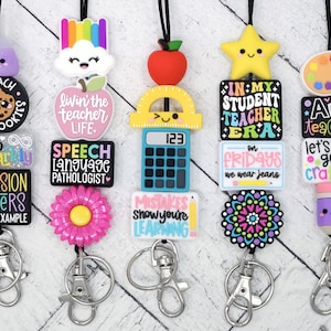 Design-Your-Own School Lanyard, Teacher Lanyard, Silicone Beaded Focal Lanyard, Badge Holder, Breakaway Lanyard, School Supplies Lanyard
