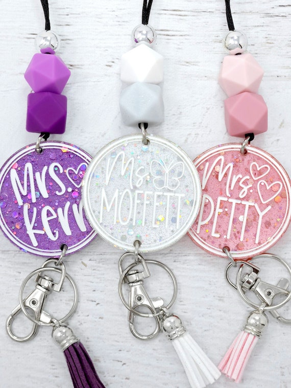 Custom Confetti Glitter Personalized Teacher Lanyards -  Portugal