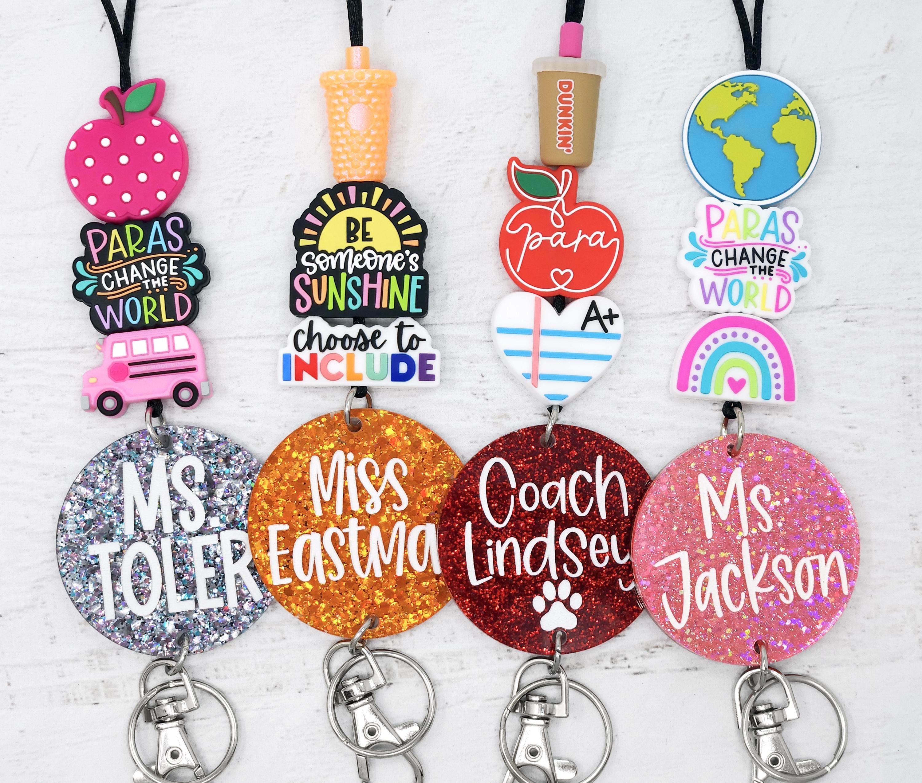 Personalized Parapro Lanyard, 3 Focal Acrylic Lanyard, Engraved Paraprofessional Lanyard, Badge Holder, Breakaway Lanyard, Teacher Gift