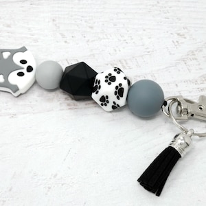 Wolf Lanyard, Teacher Lanyard, Silicone Beaded Lanyard, Badge Holder, Breakaway Lanyard