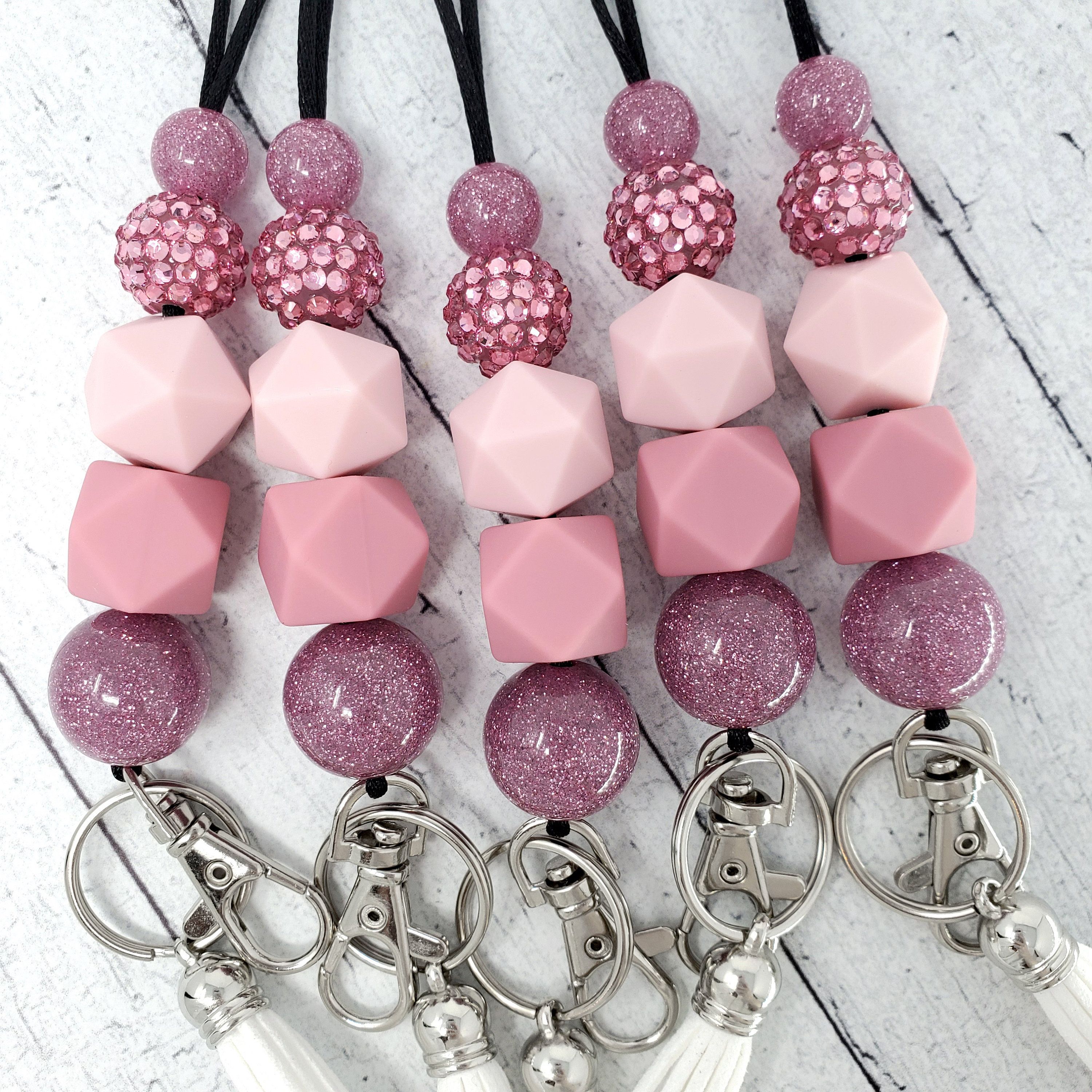Sparkle Teacher Lanyards Glitter Silicone Beaded Lanyard Etsy