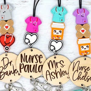 Personalized Nurse Lanyard, Engraved School Nurse Lanyard, Badge Holder, Breakaway Lanyard, Name Lanyard