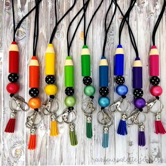 Personalized Colored Pencil Lanyard Teacher Lanyard Etsy