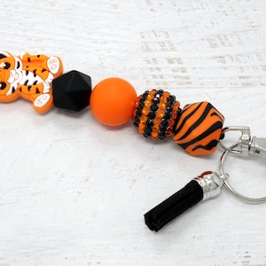 Tiger Lanyard, Teacher Lanyard, Silicone Beaded Lanyard, Badge Holder, Breakaway Lanyard