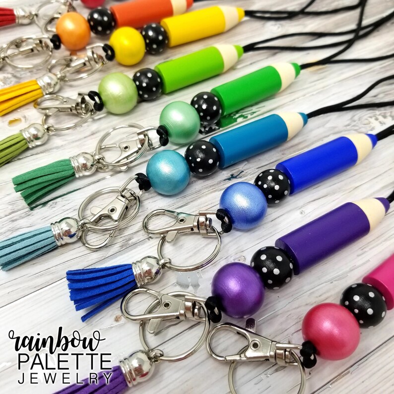 Personalized Colored Pencil Lanyard Teacher Lanyard Etsy