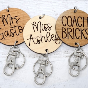 Name Only Wood Engraved Replacement Round - No lanyard, Round ONLY