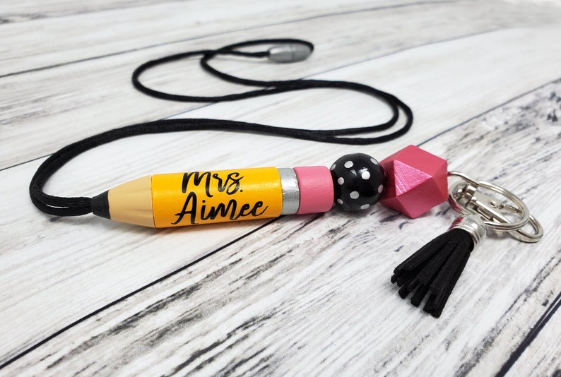 Pencil Lanyard Teacher Lanyard Personalized Pencil Lanyard Etsy