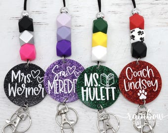 Custom Acrylic Personalized Teacher Lanyards, Engraved Teacher Lanyard, Badge Holder, Breakaway Lanyard