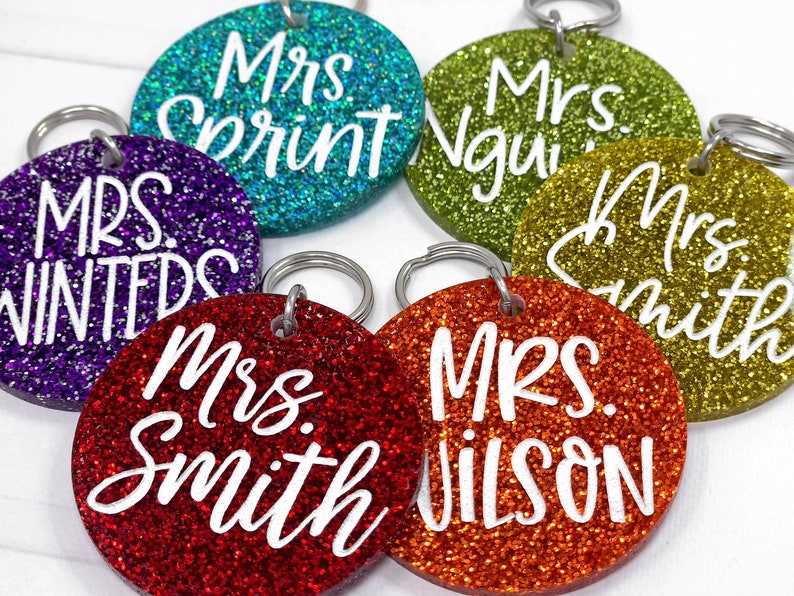 Engraved Glitter Acrylic Lanyard Charm, Lanyard Add-On image 1