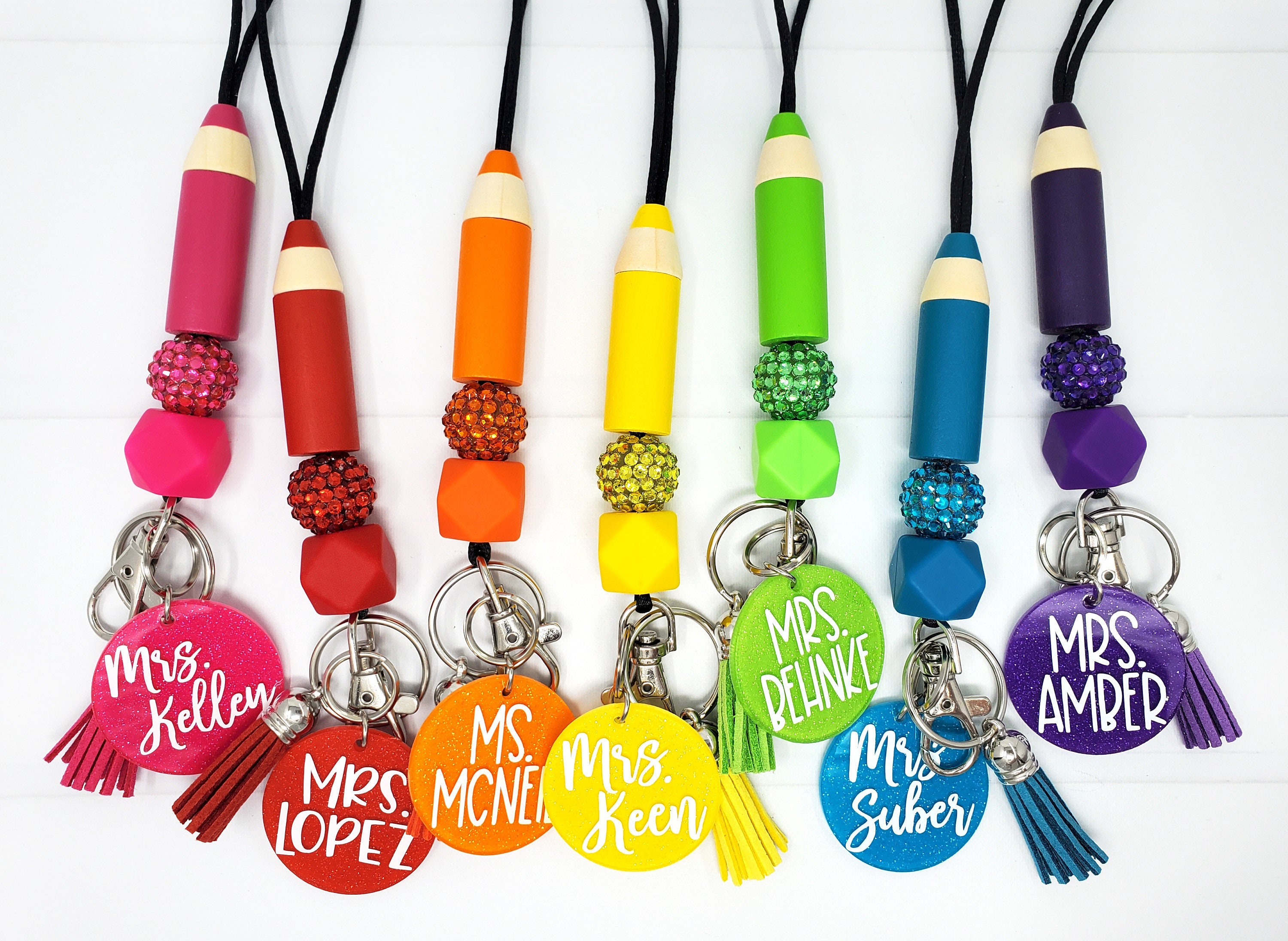Colored Pencil Lanyard Teacher Lanyard Personalized Lanyard Etsy