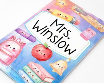 Personalized Teacher ID Badge Holder: Watercolor Supplies