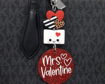 Personalized Engraved Beaded Bag Tag/Keychain